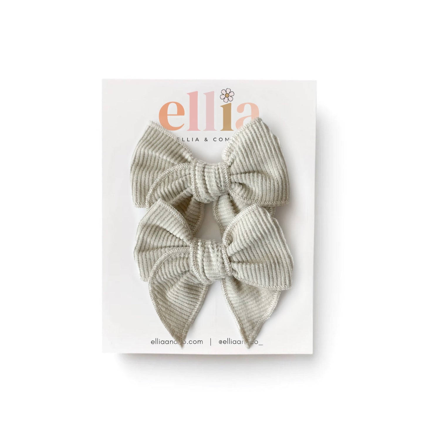 Greige Corduroy - Mini Fairytale Piggie Clips