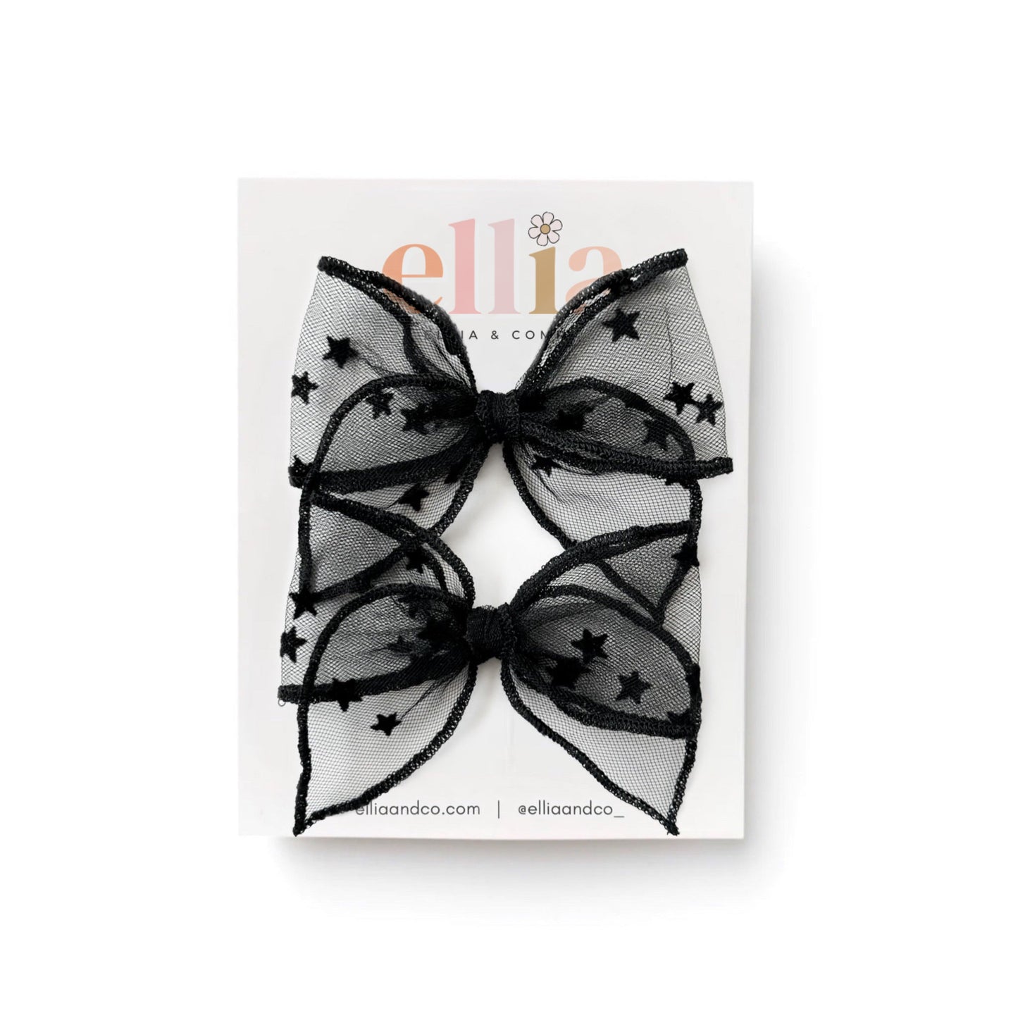 Black Tulle Stars - Mini Fairytale Piggie Clips