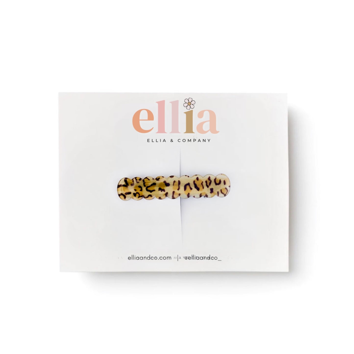 Tan Leopard - Scalloped Bar Clip