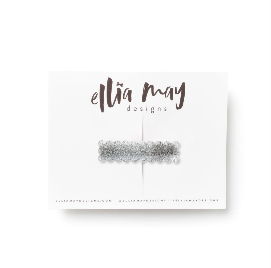 Glitter Silver - Scalloped Bar Clip